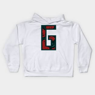 Modern Rose Floral Initial Name Alphabet - Letter G Kids Hoodie